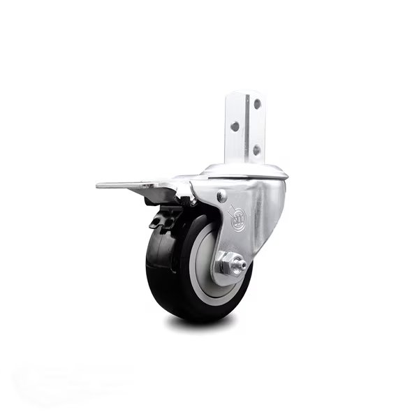 3 Inch Black Poly Wheel Swivel 3/4 Inch Square Stem Caster with Total Lock Brake, Service Caster, Mfr#: SCC-SQTTL20S314-PPUB-BLK-34